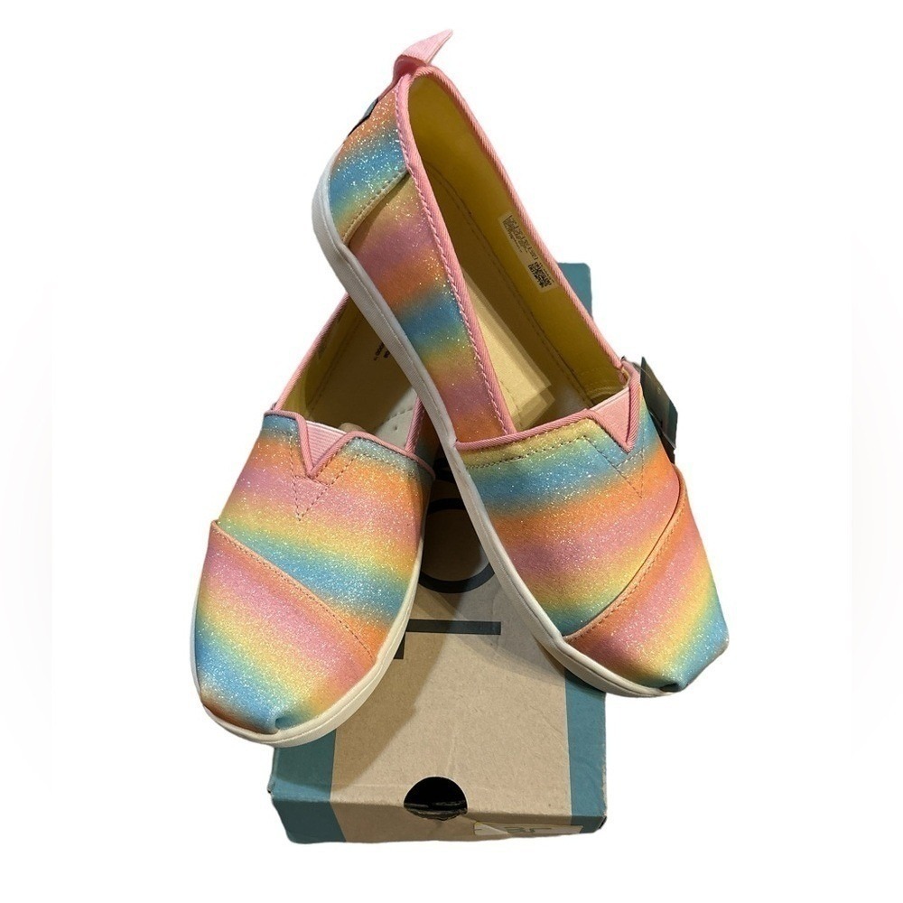 Tom's Alpargata Slip On Shoes Candy Pink‎ Gradient Glitter Size 5